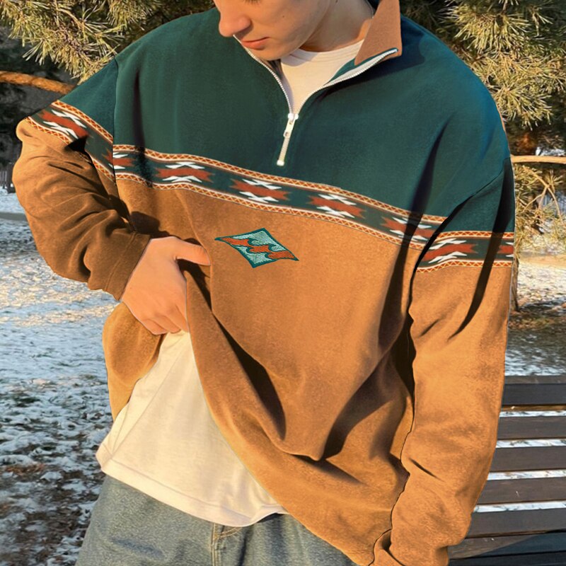 Men's Oversized Casual Quarter-Zip Sweatshirt