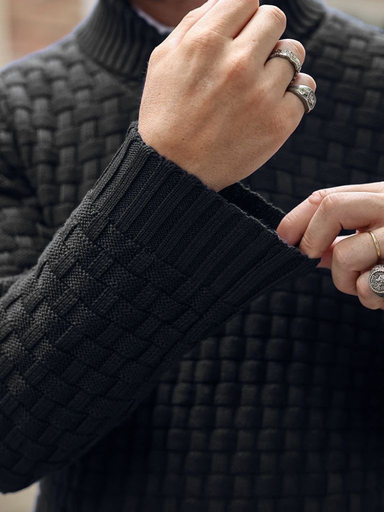Chic Slim-Fit Knit Sweater for Men - Soft and Sophisticated