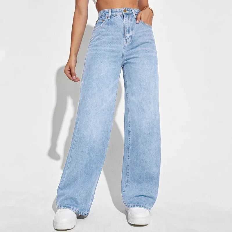 Ladies High Waist Wide Leg Jeans | Timeless design in sturdy denim