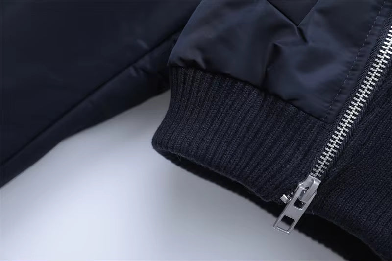 Women's Short Bomber Jacket with Full Zip