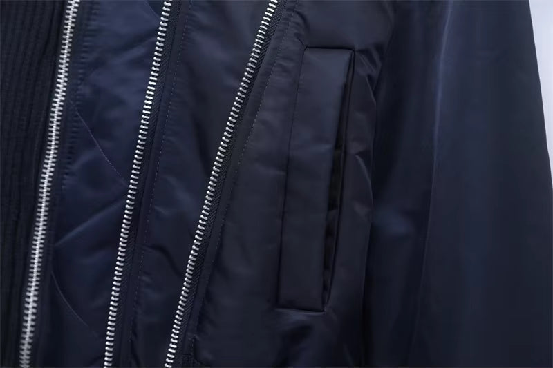 Women's Short Bomber Jacket with Full Zip