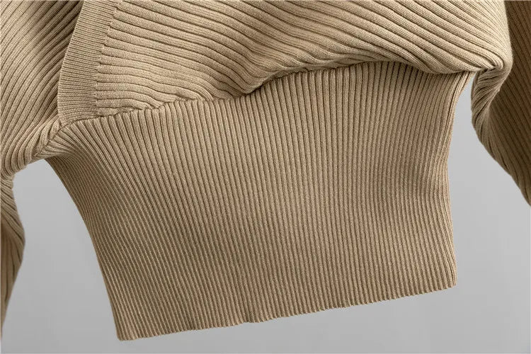 Women's V-Neck Ribbed Sweater and Jogger Set