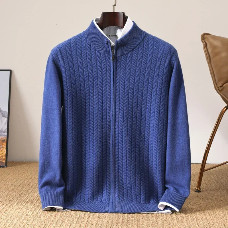 Men's Knitted Gilet with Stand-Up Collar