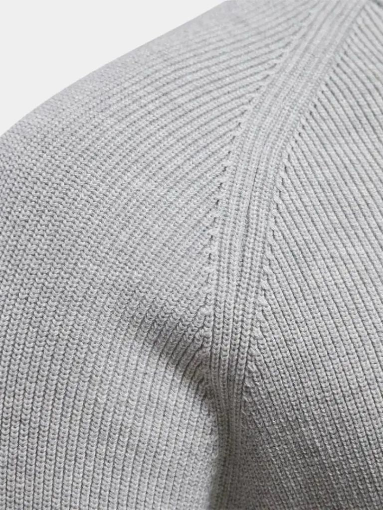 Premium Cotton Men's Quarter-Zip Sweater with Elegant Embroidery