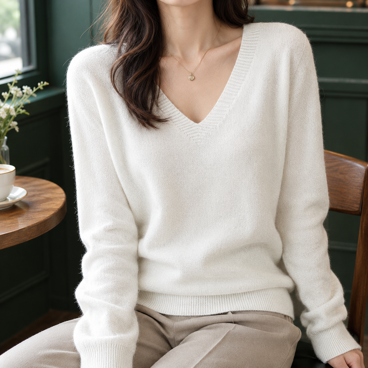 Cozy Relaxed-Fit V-Neck Sweater for Women