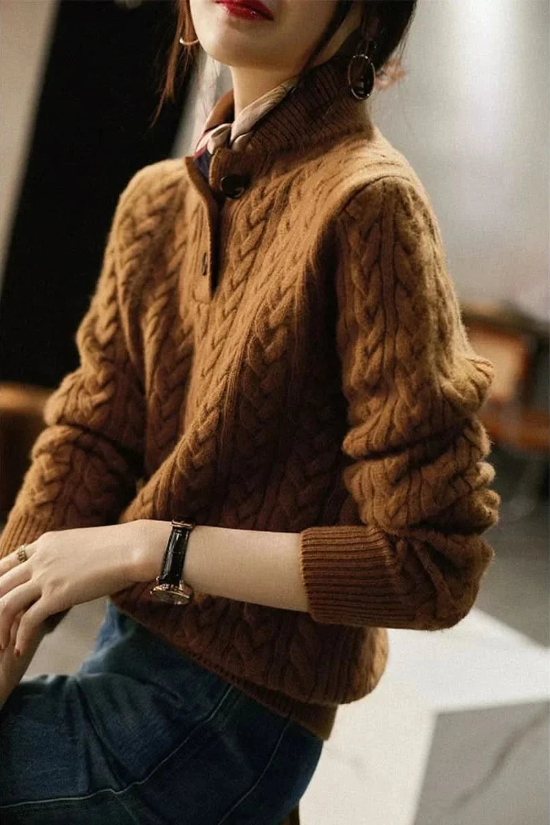 Button-Up Cable Knit Sweater