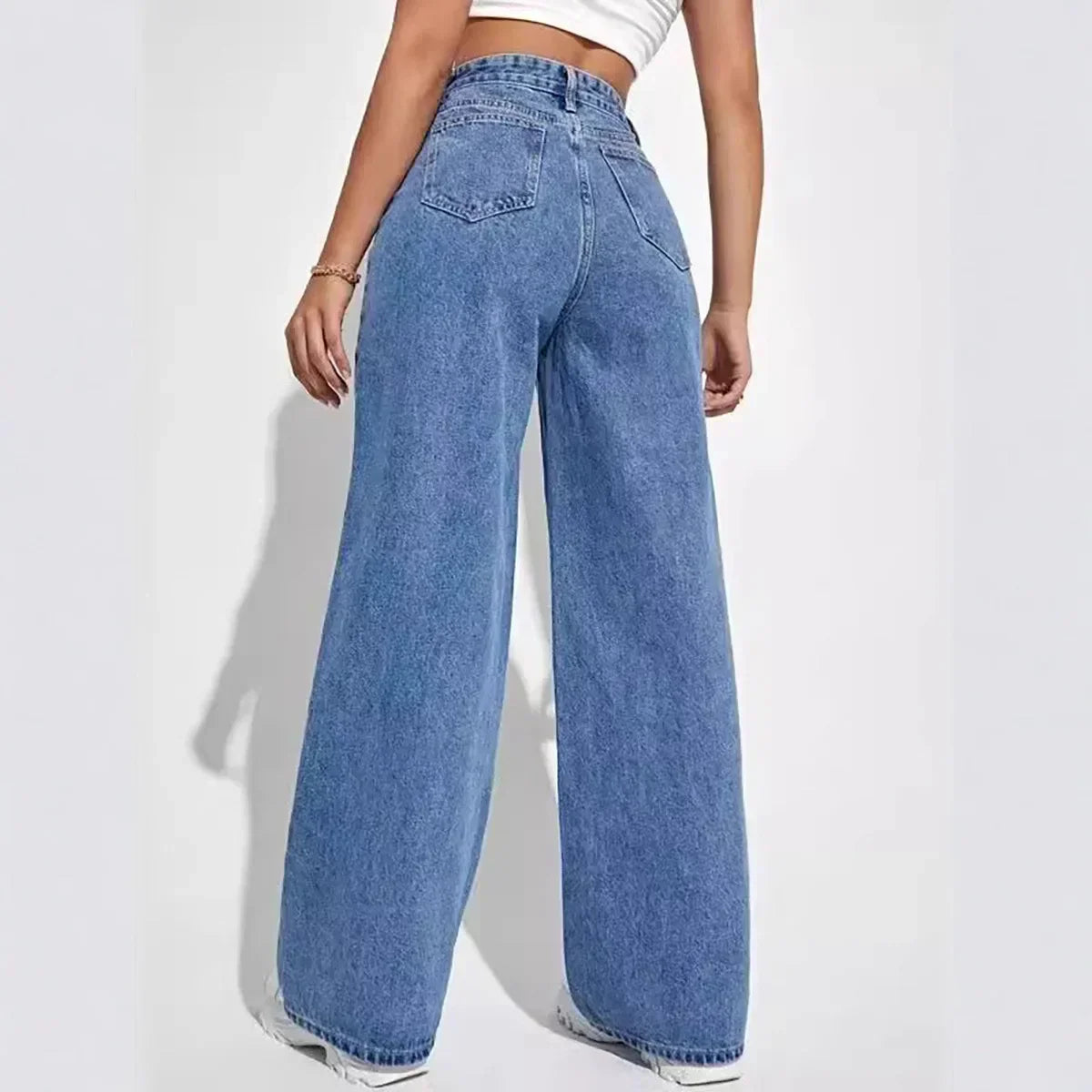 Ladies High Waist Wide Leg Jeans | Timeless design in sturdy denim