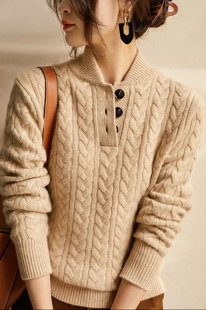 Button-Up Cable Knit Sweater