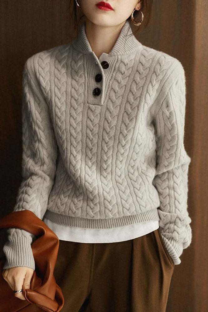 Button-Up Cable Knit Sweater