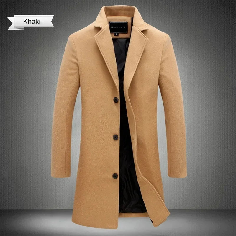 The Beverley Men's Long Cotton Overcoat – Wool Blend