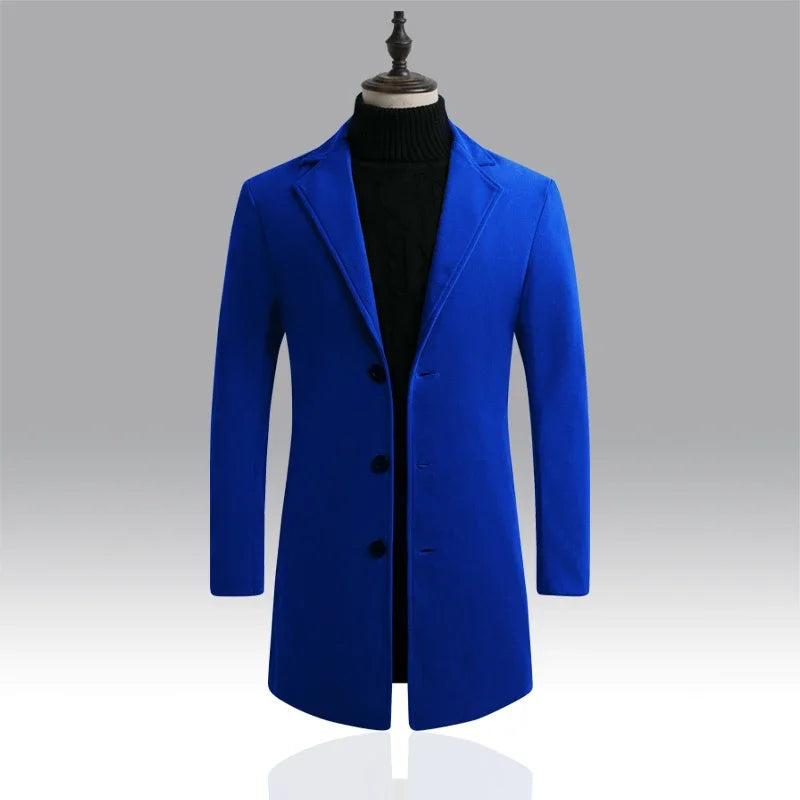 The Beverley Men's Long Cotton Overcoat – Wool Blend
