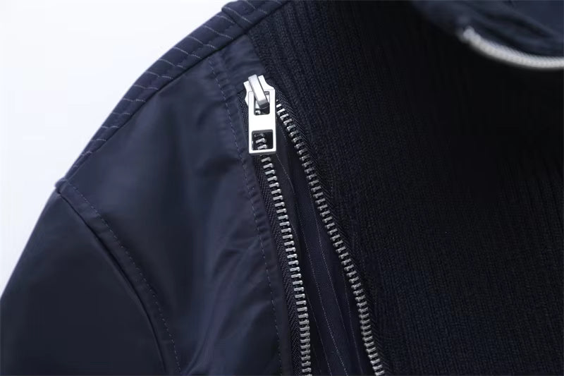 Women's Short Bomber Jacket with Full Zip