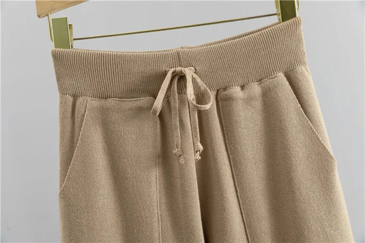 Women's V-Neck Ribbed Sweater and Jogger Set