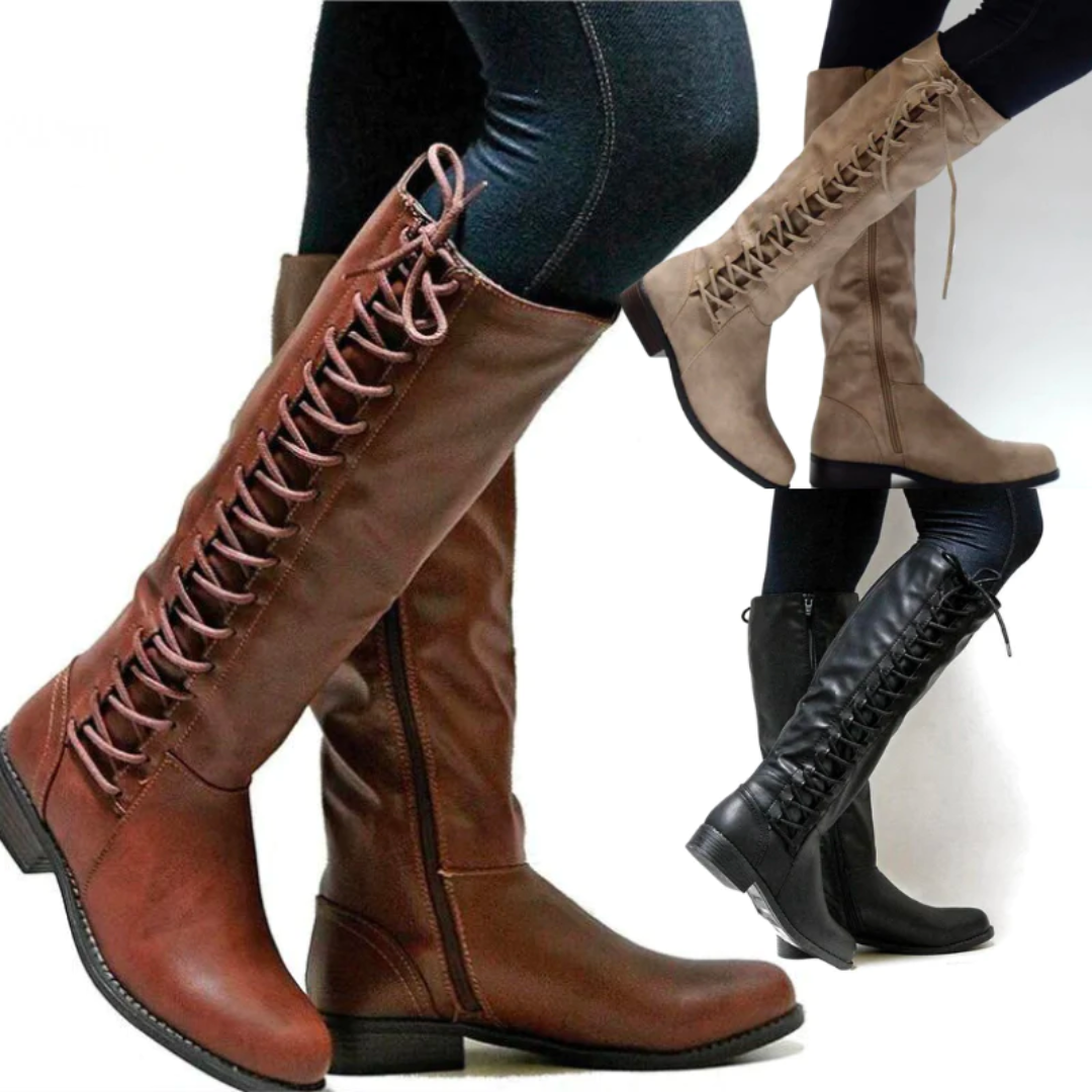Women's Block Heel Lace-Up Boots