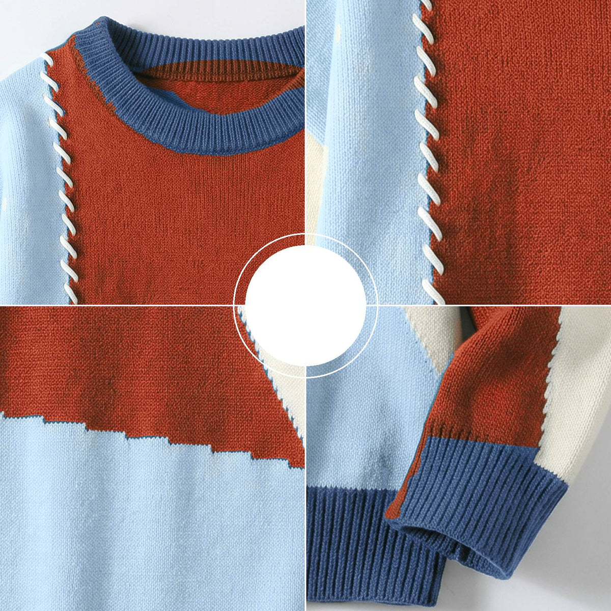 Men's Loose Fit Patchwork Knitted Jumper