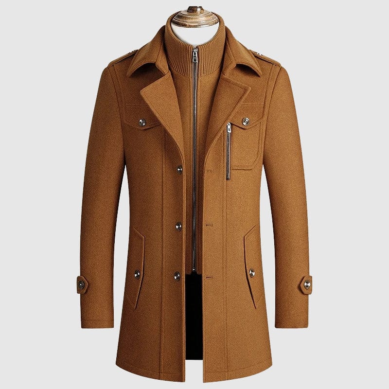 Classic Regular Fit Wool-Cotton Men's Winter Coat with Zipper - Elegant Style