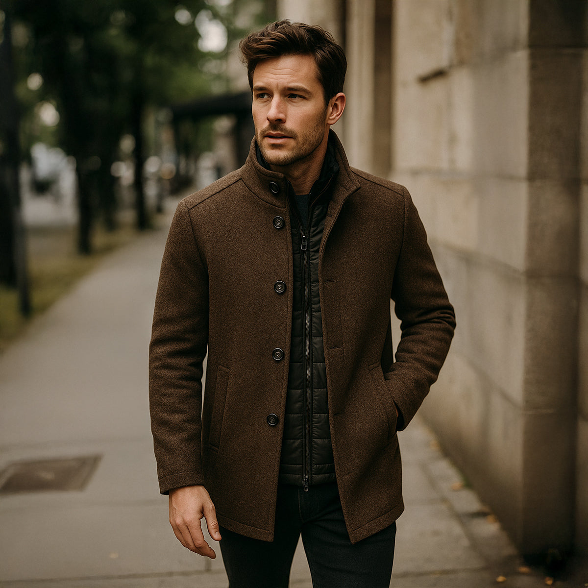 Timeless Wool Blend Men's Trench Coat