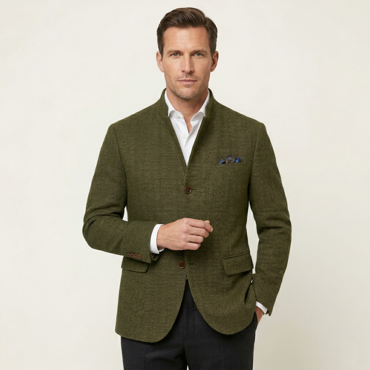 Timeless Men's Wool Tweed Blazer Jacket - Single Breasted