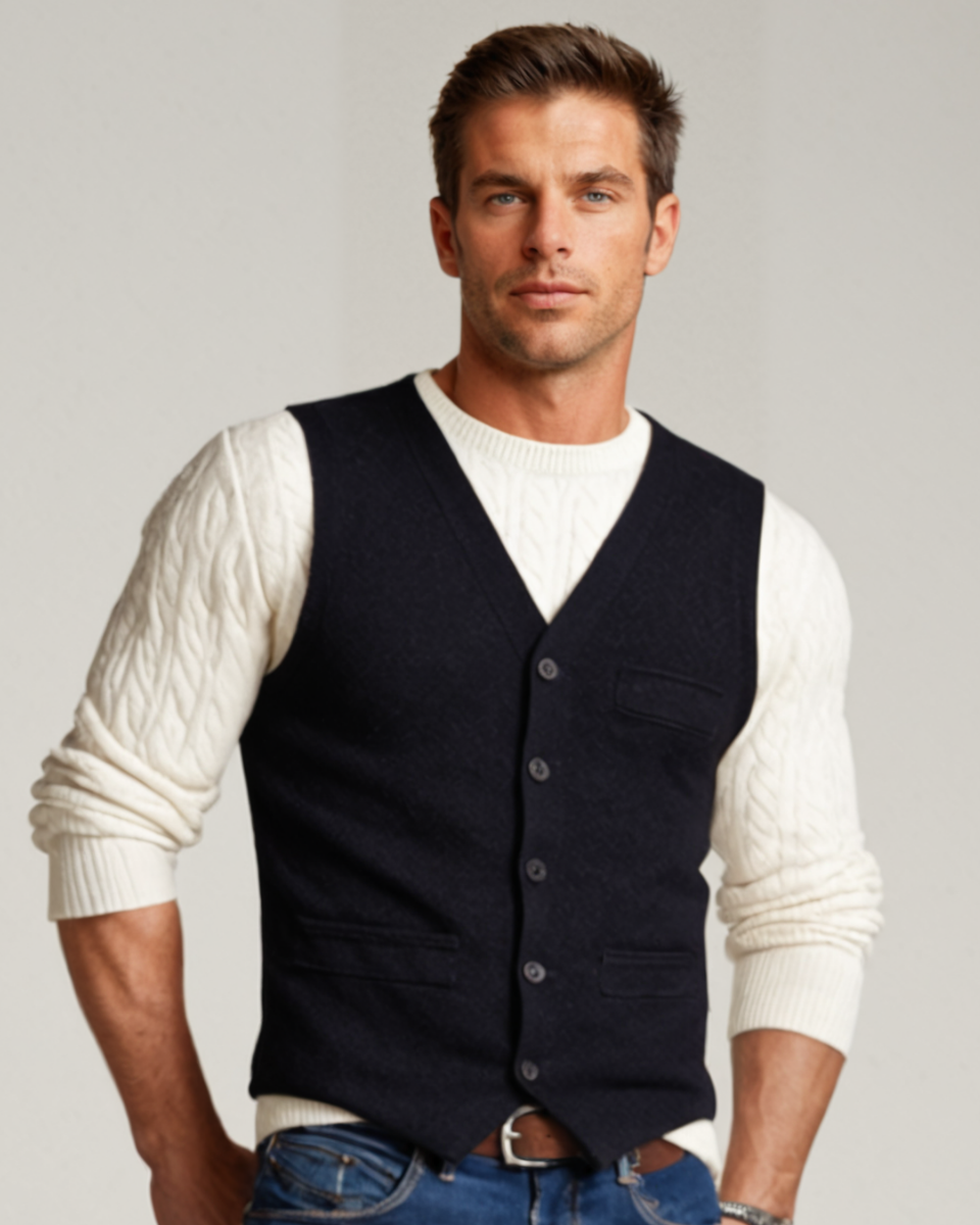 The Harrington Men’s Vintage Button Up Sweater Vest