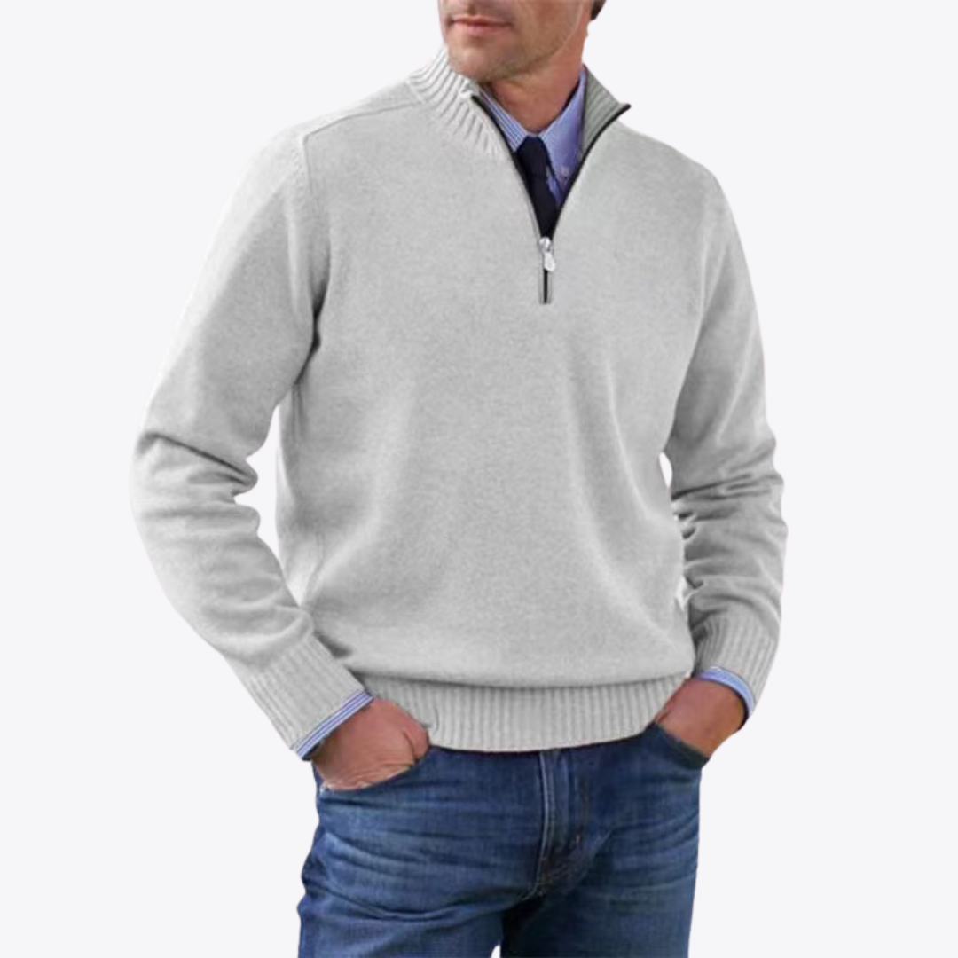 Casual Knitwear Zipper-Top Sweater