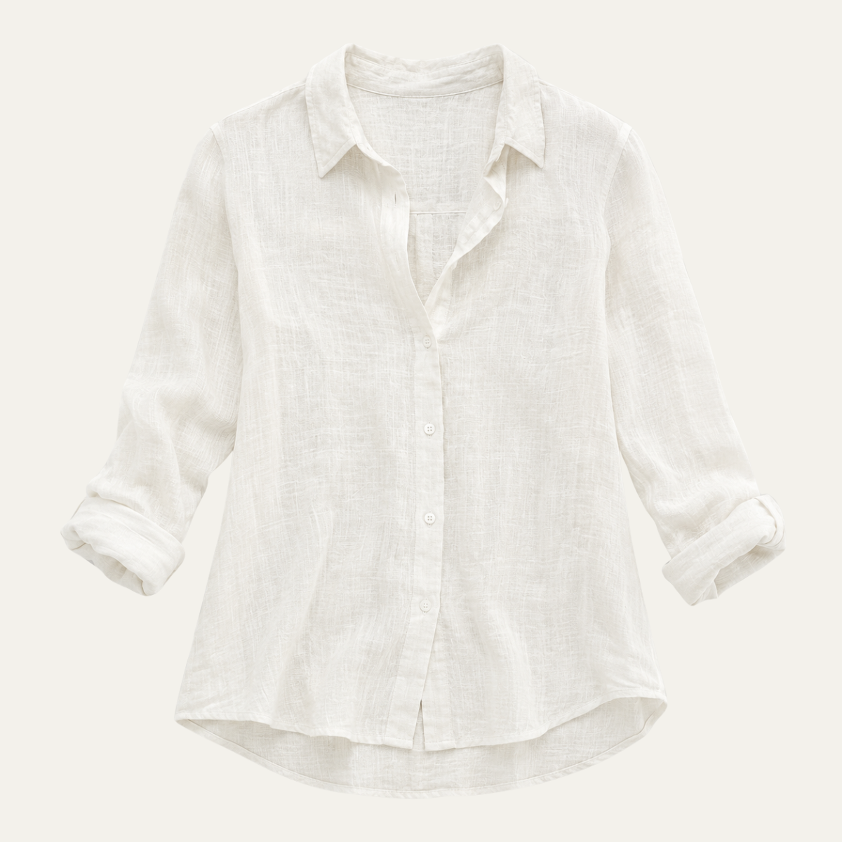 Summer Linen Blend Button-Up Blouse