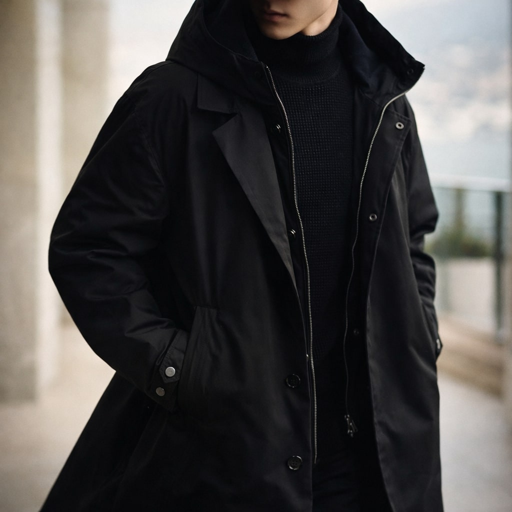 Men's Hooded Coat with Windproof Layering