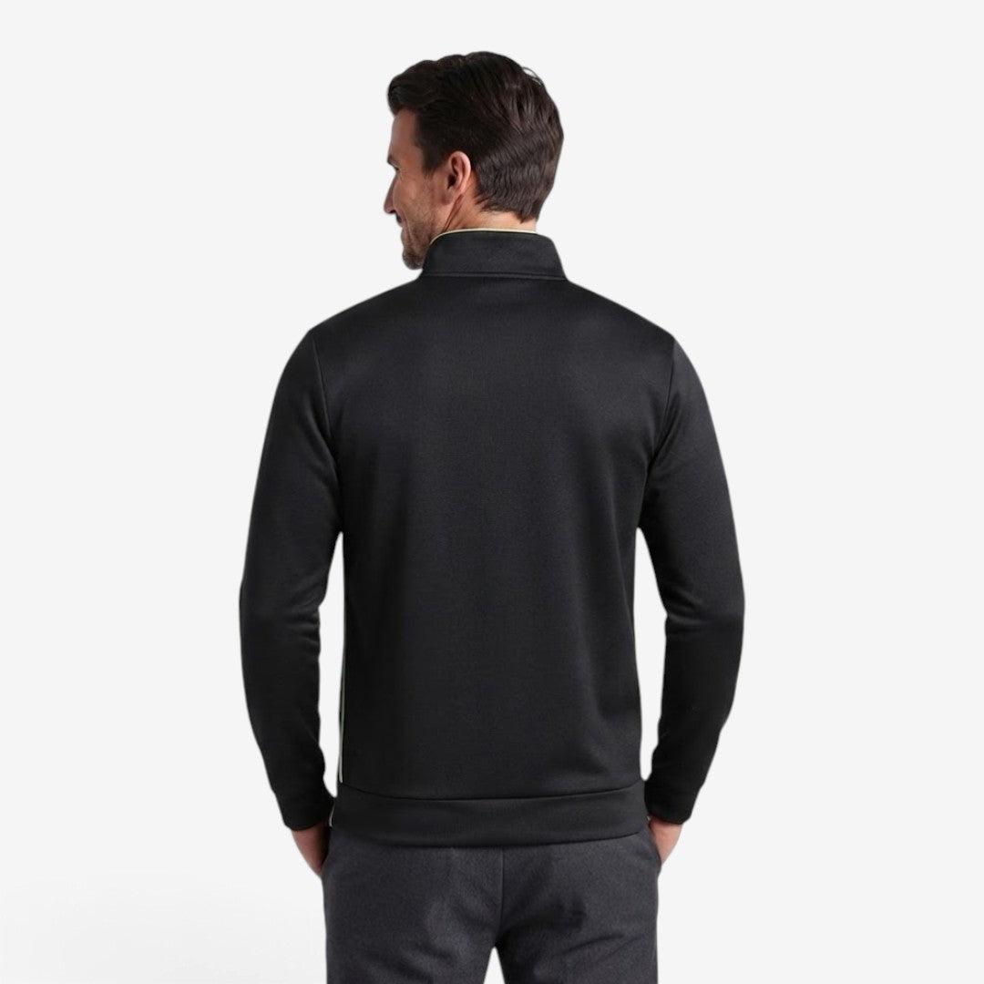 Sleek Slim-Fit Men's Cardigan with Stand-Up Collar and Zippered Pockets