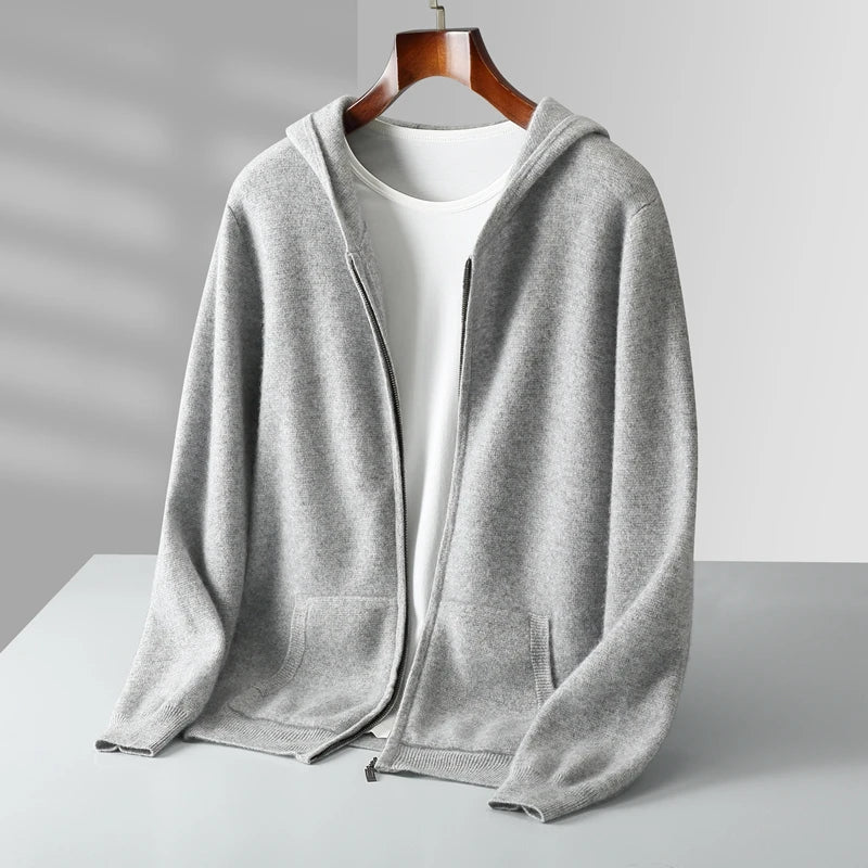 Luxury Cashmere Men's Zip-Up Hoodie