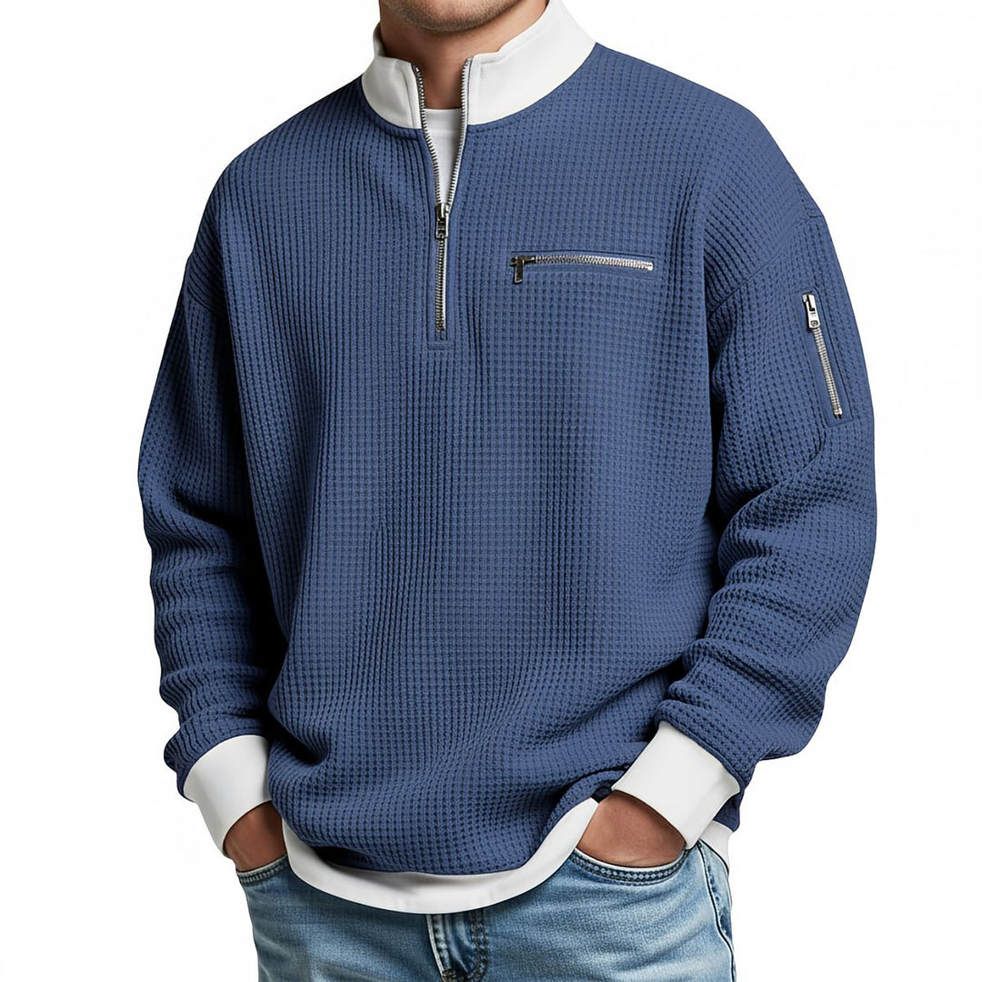 Men's Textured Knit Half-Zip Sweater