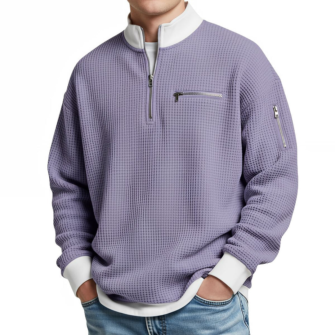 Men's Textured Knit Half-Zip Sweater