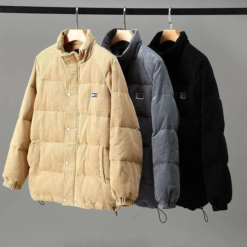 Men's Zip-Up Cord Puffer Down Jacket - Winter Essential