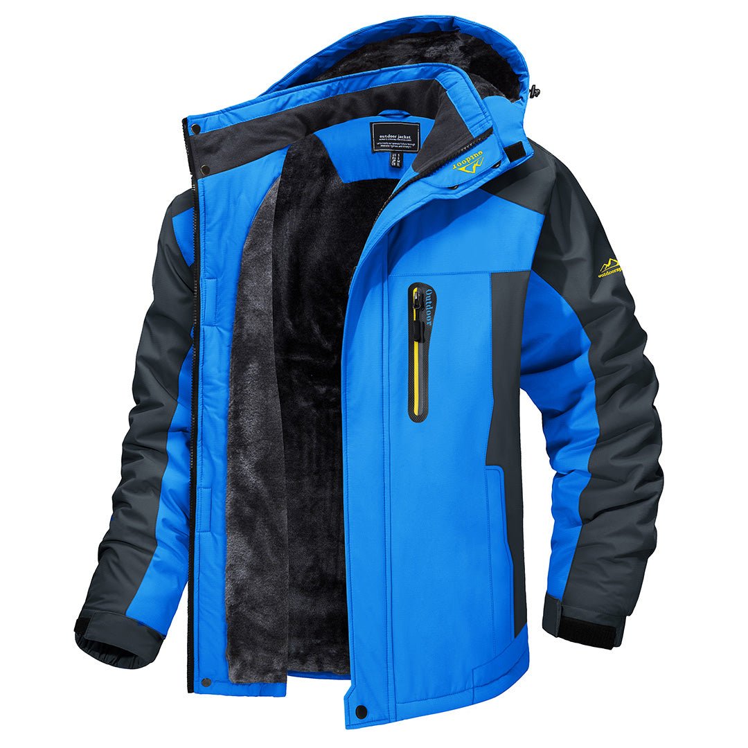 Men's Waterproof Windbreaker Jacket with Hood - Perfect for Winter Outdoor Activities