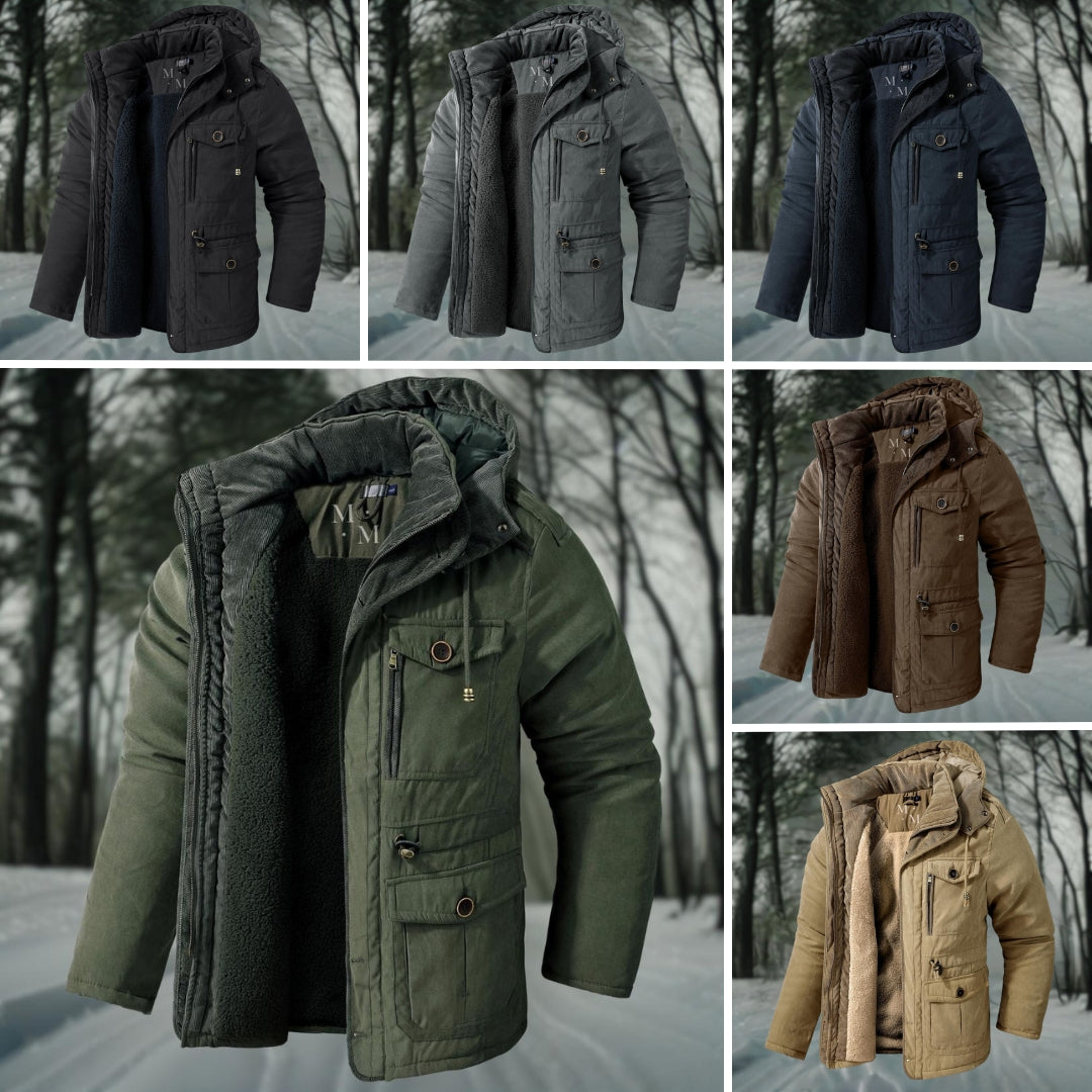 Men's Winter Down Jacket with Hood – Fleece Lined – Stylish Winter Coats