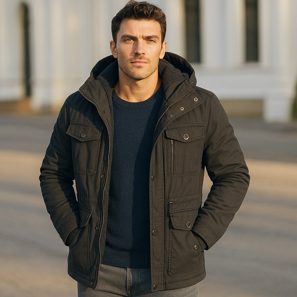 Men's Winter Down Jacket with Hood – Fleece Lined – Stylish Winter Coats