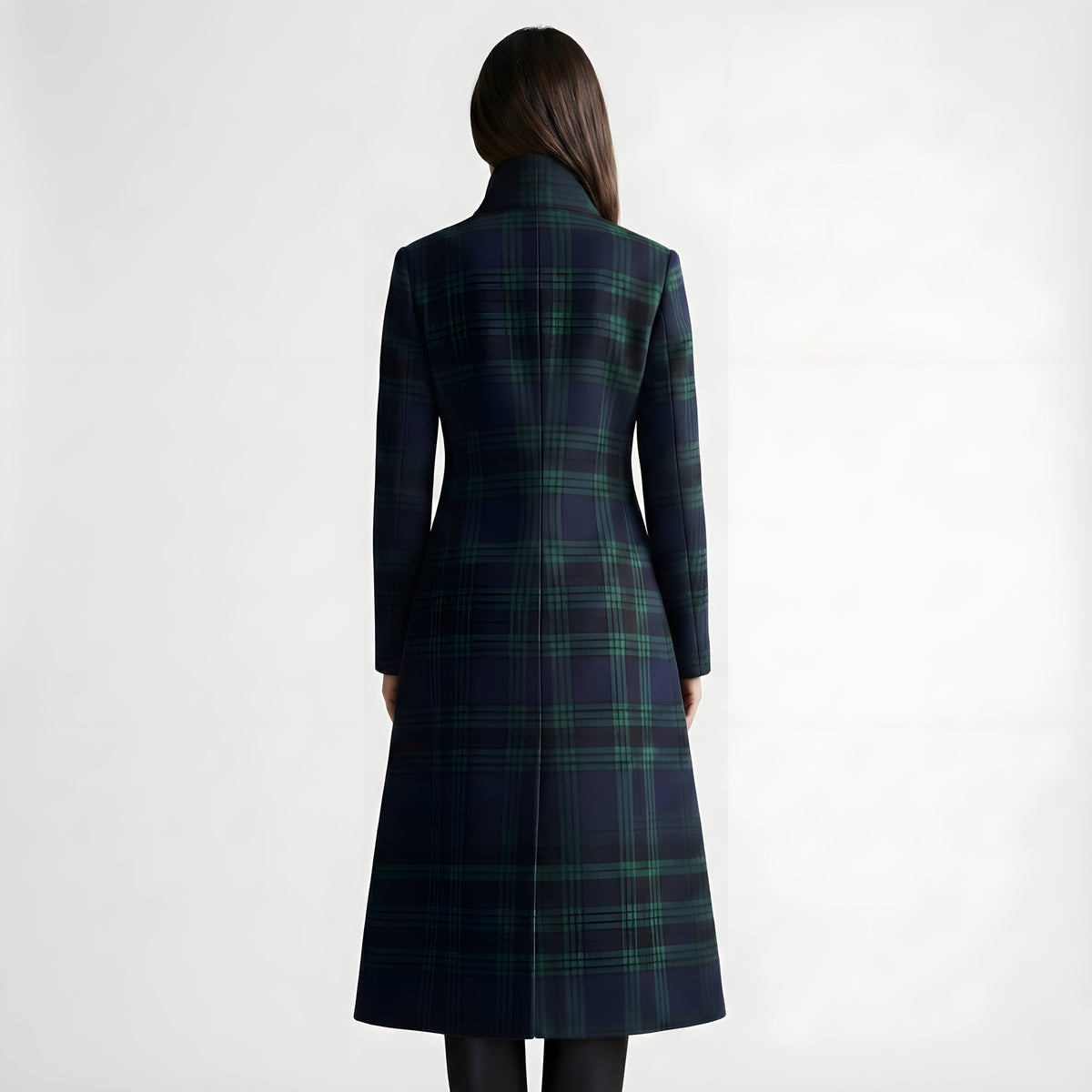 Elegant Women's Checked Midi Coat | Tailored Fit & Stylish Design