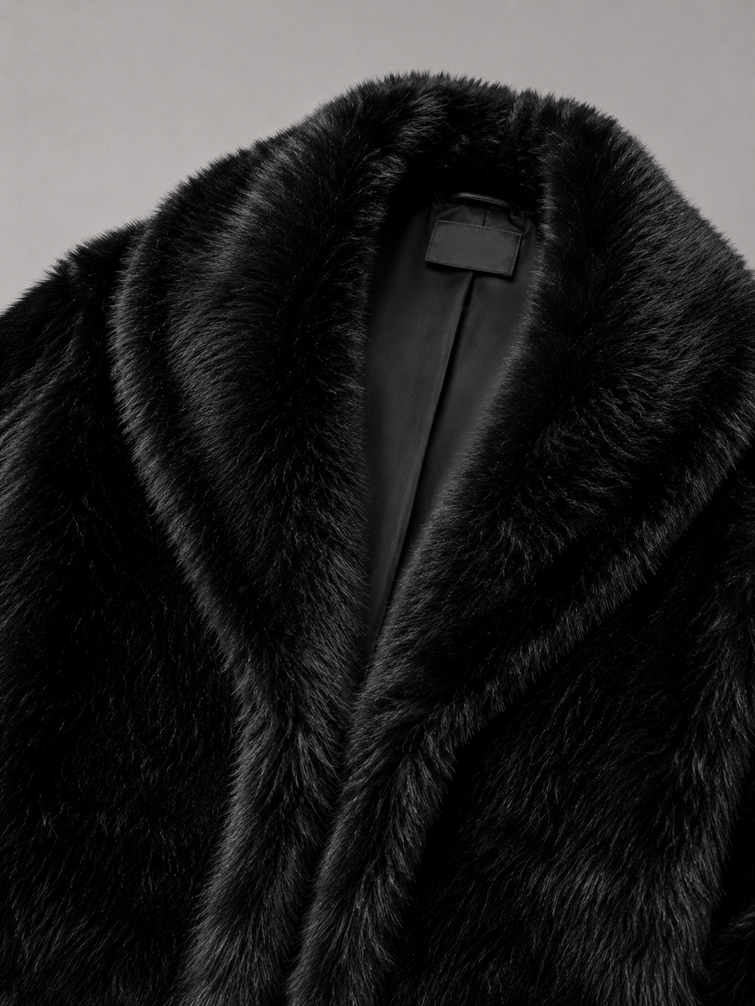 Cropped Oversized Women's Fur Jacket with Shawl Collar and Smooth Lining