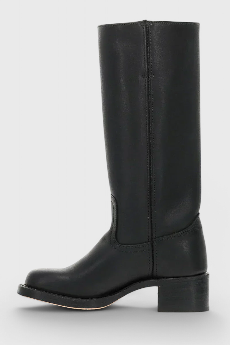 Women's Knee-High Boots with Square Toe and Block Heel