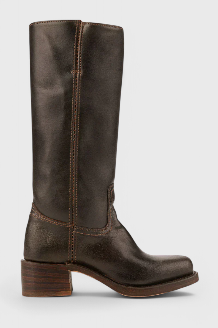 Women's Knee-High Boots with Square Toe and Block Heel
