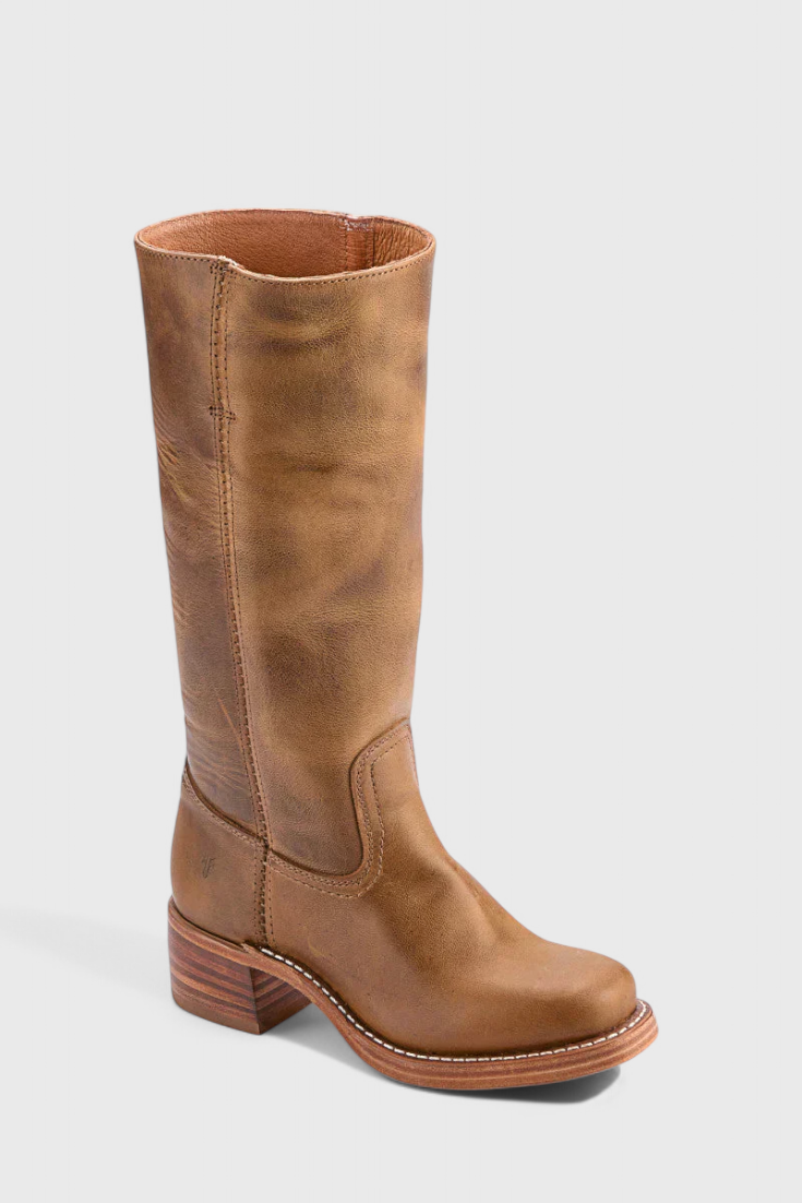Women's Knee-High Boots with Square Toe and Block Heel