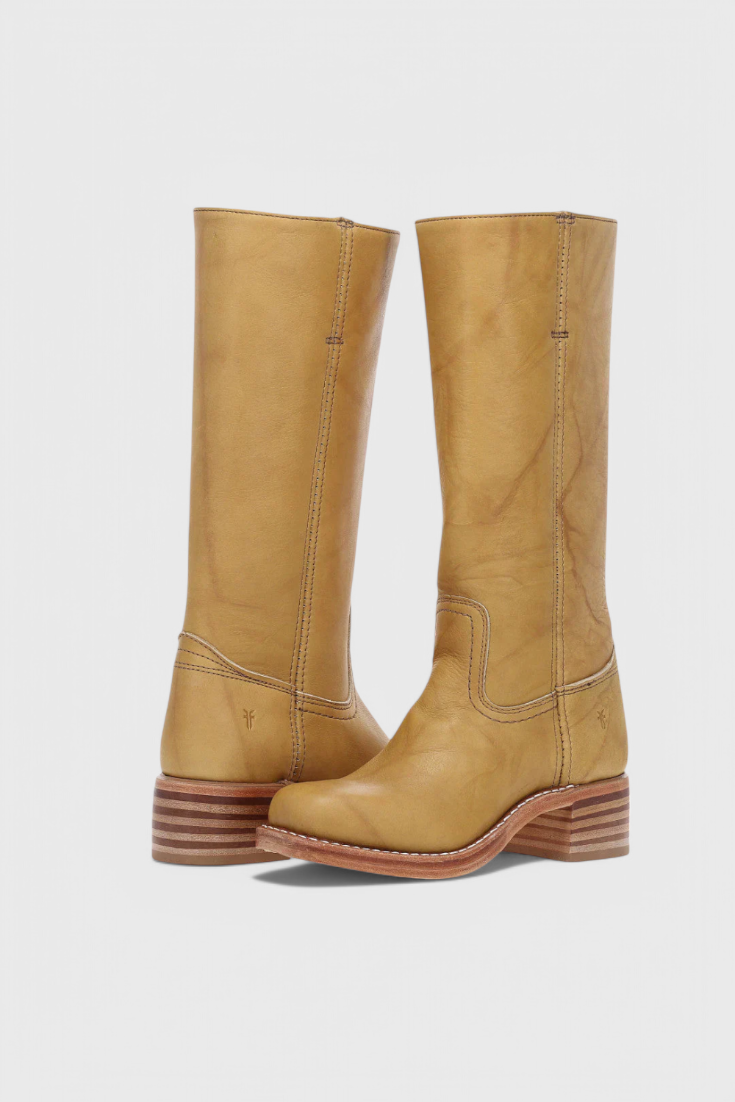 Women's Knee-High Boots with Square Toe and Block Heel