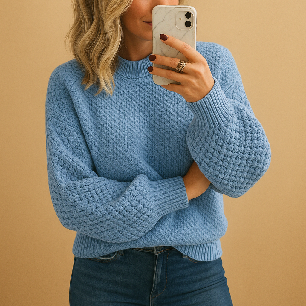 Textured Knit Sweater for Women | Relaxed Fit Style