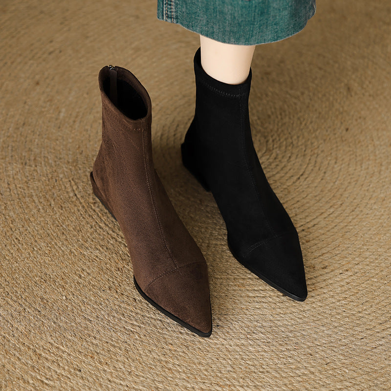 Women's Ankle Sock Boots | Pointed Toe with Block Heel