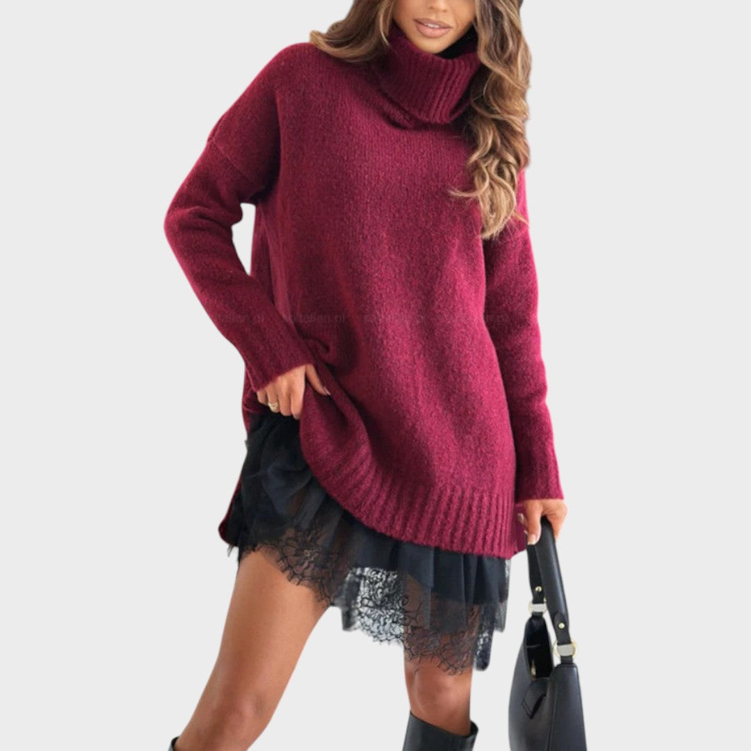Cozy Lace-Detail Sweater Dress for Women
