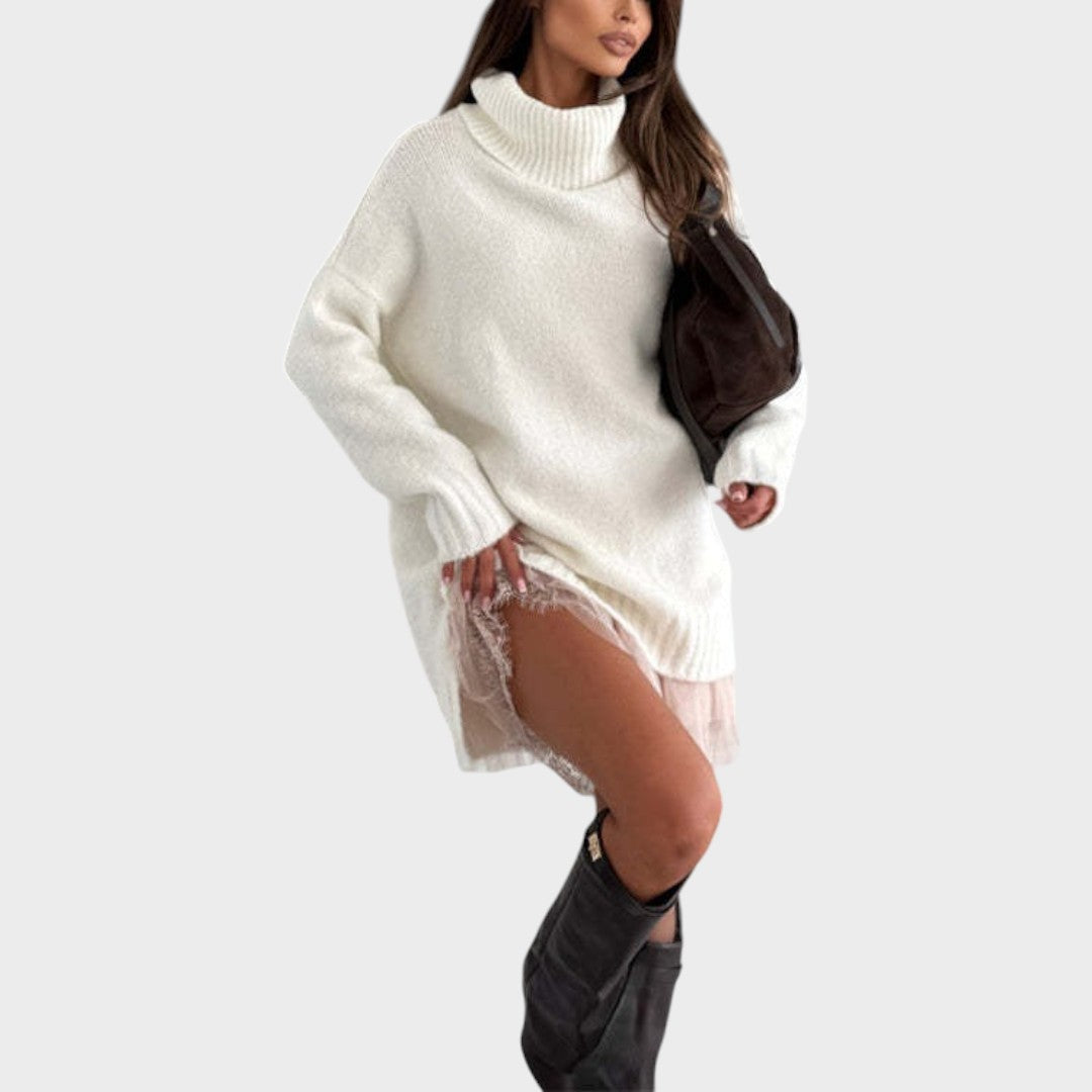 Cozy Lace-Detail Sweater Dress for Women