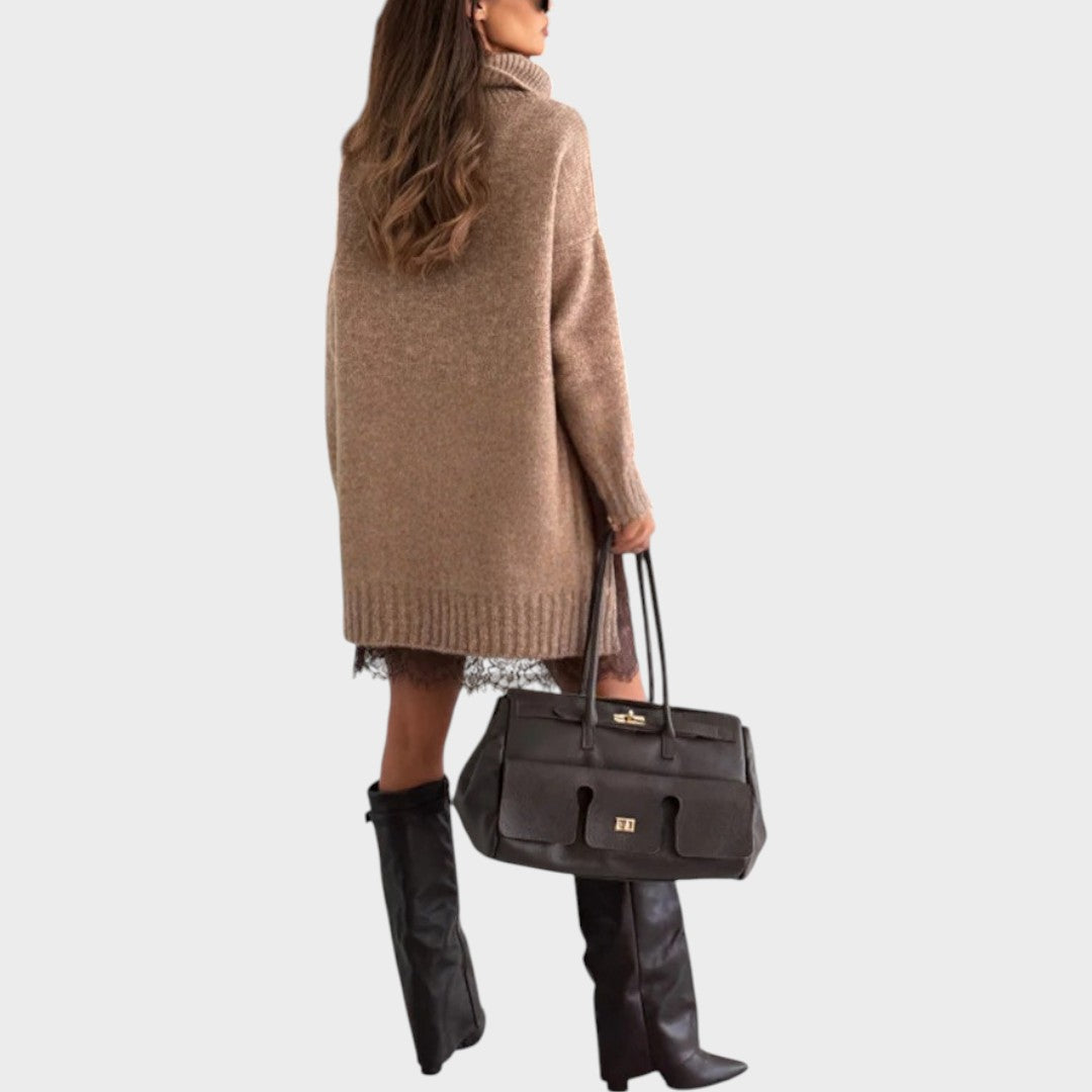 Cozy Lace-Detail Sweater Dress for Women