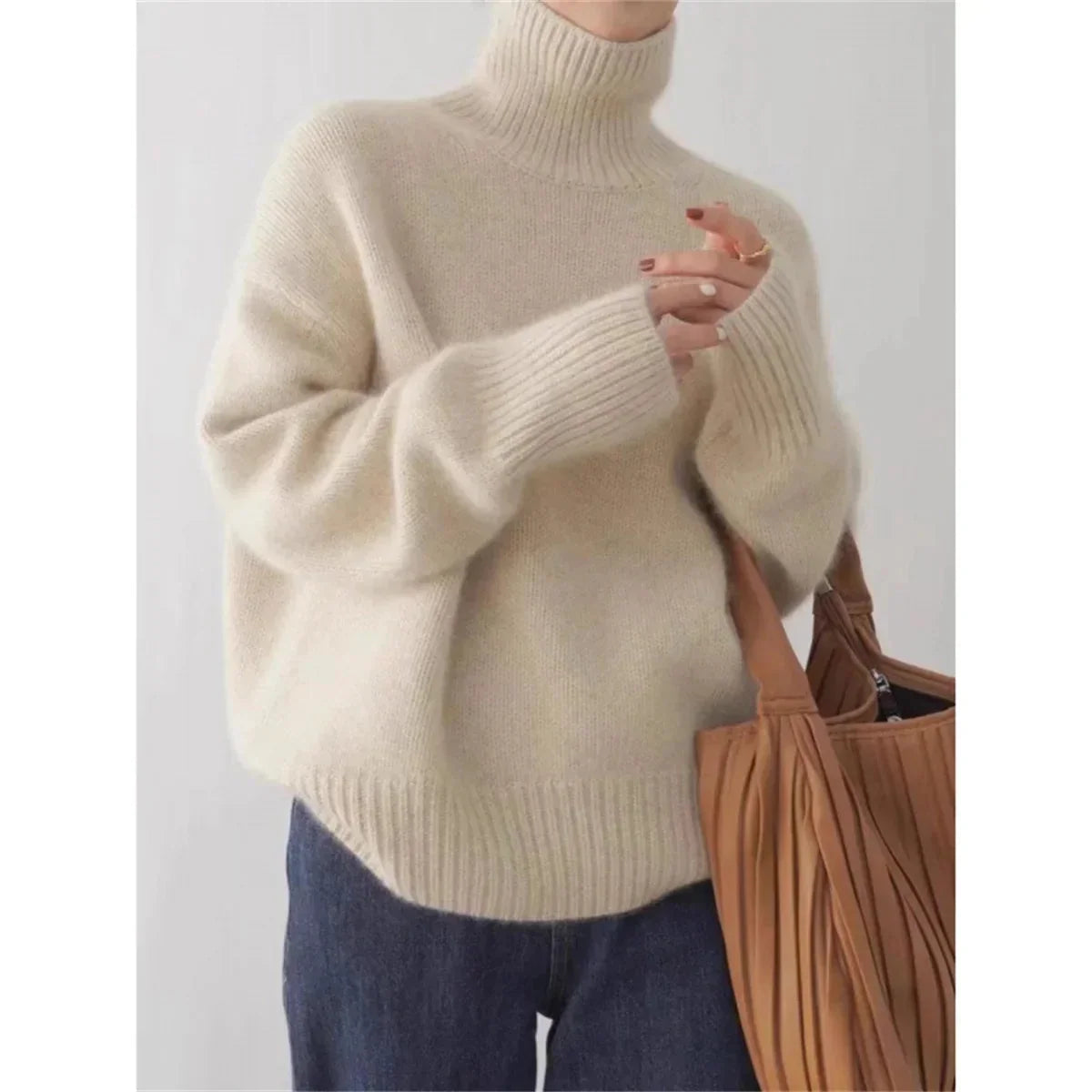 Cozy Women's Relaxed Fit Turtleneck Sweater