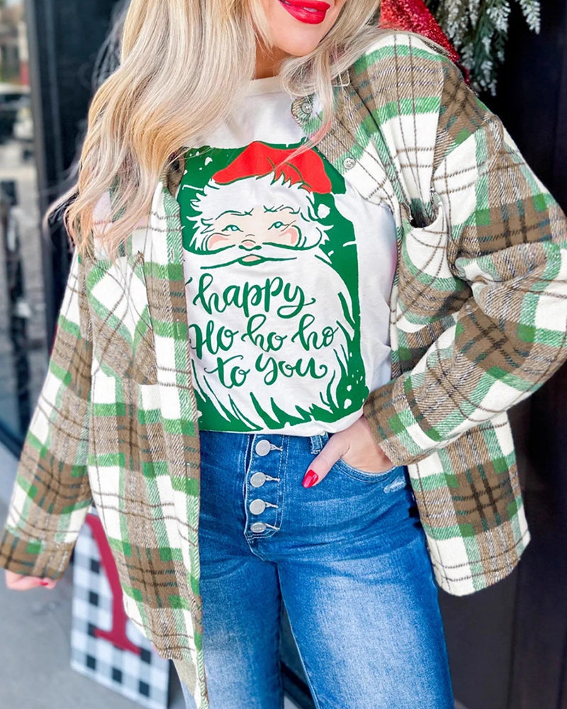 Relaxed Checkered Wool Coat