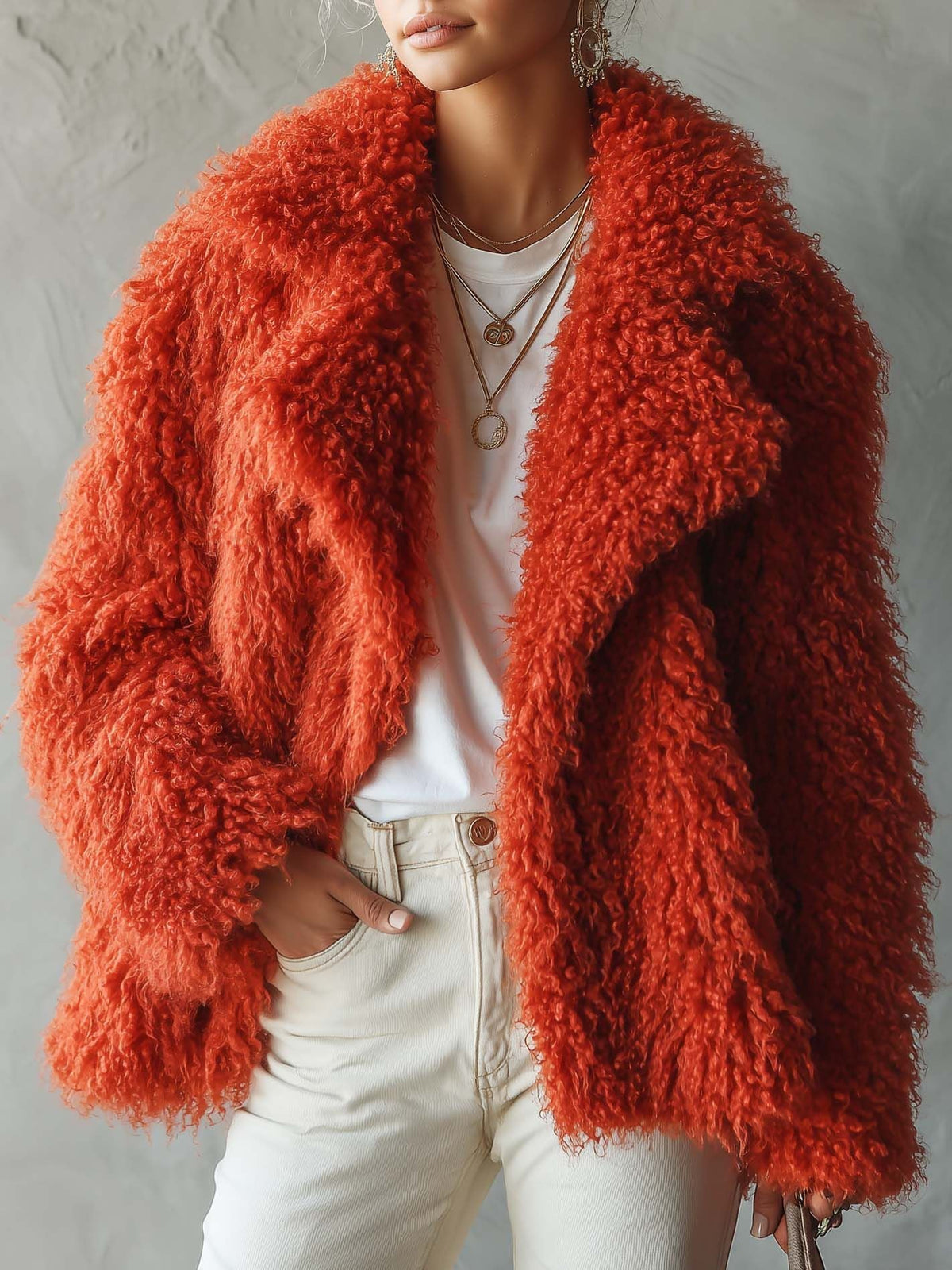Sara | Women's Relaxed Fit Thick Teddy Jacket with Oversized Collar