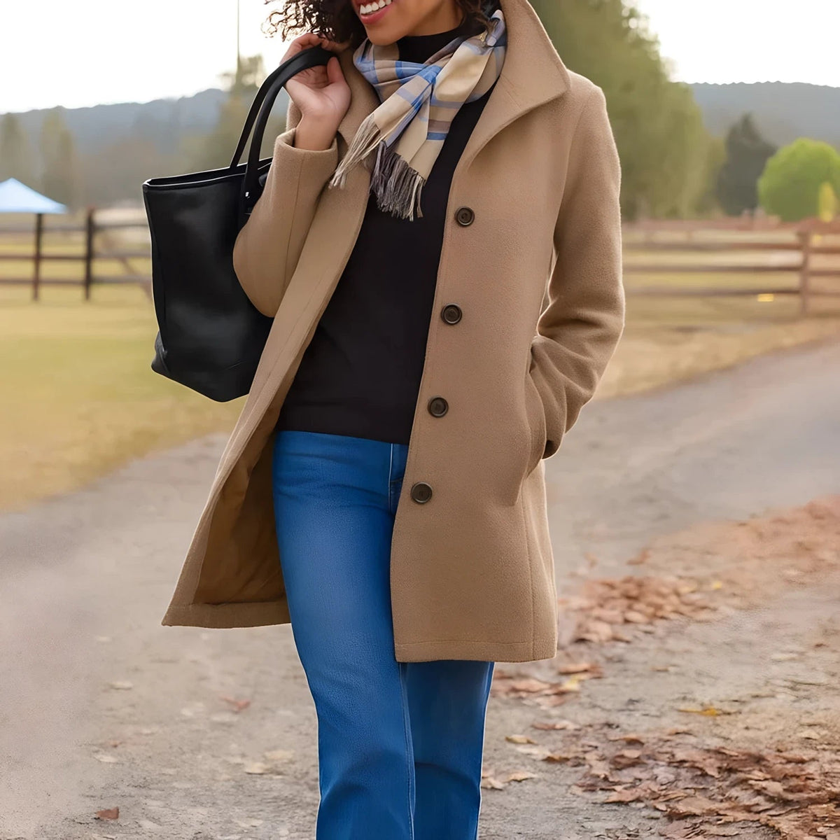 Timeless Women's Coat with Button Fastening