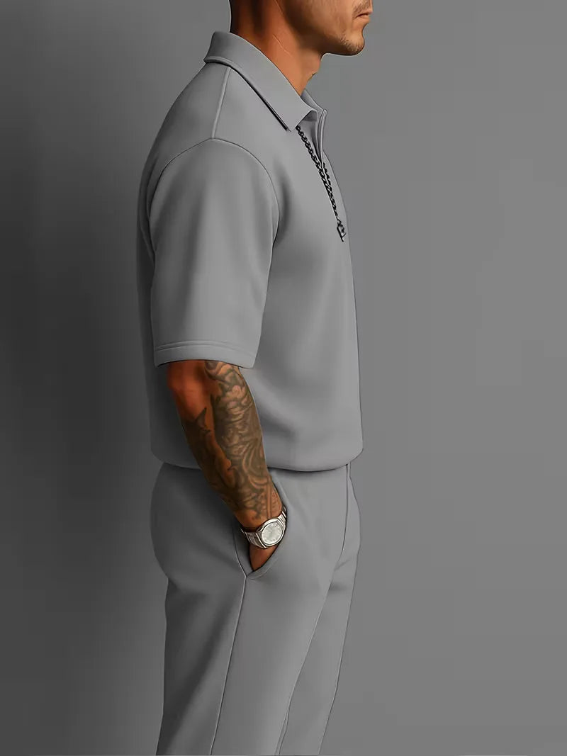 Men's Set with V-Neck and Straight Trousers